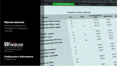 Kosztorys Winbud w pracy informatyka - Remigiusz Pyrek Zdjęcie do intro „Kosztorys Winbud w pracy informatyka” - Remigiusz Pyrek